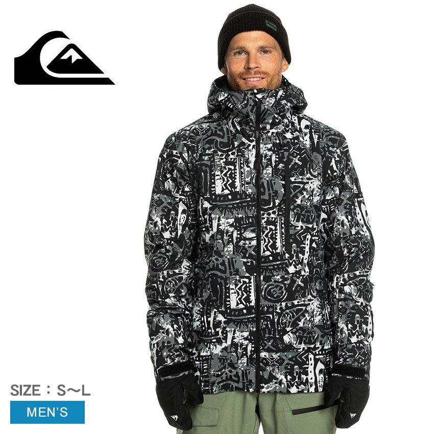 【店内全品P5倍★31日23:59迄】クイックシルバー MISSION PRINTED NP JK ジャケット メンズ ホワイト 白 ブラック 黒 QUIKSILVER EQYTJ03429 アウター 男性用 スノボ スキーウェア スノーボードウェア 無地 ウィンタースポーツ 雪山 旅行 冬 上着 ポケット フード付き