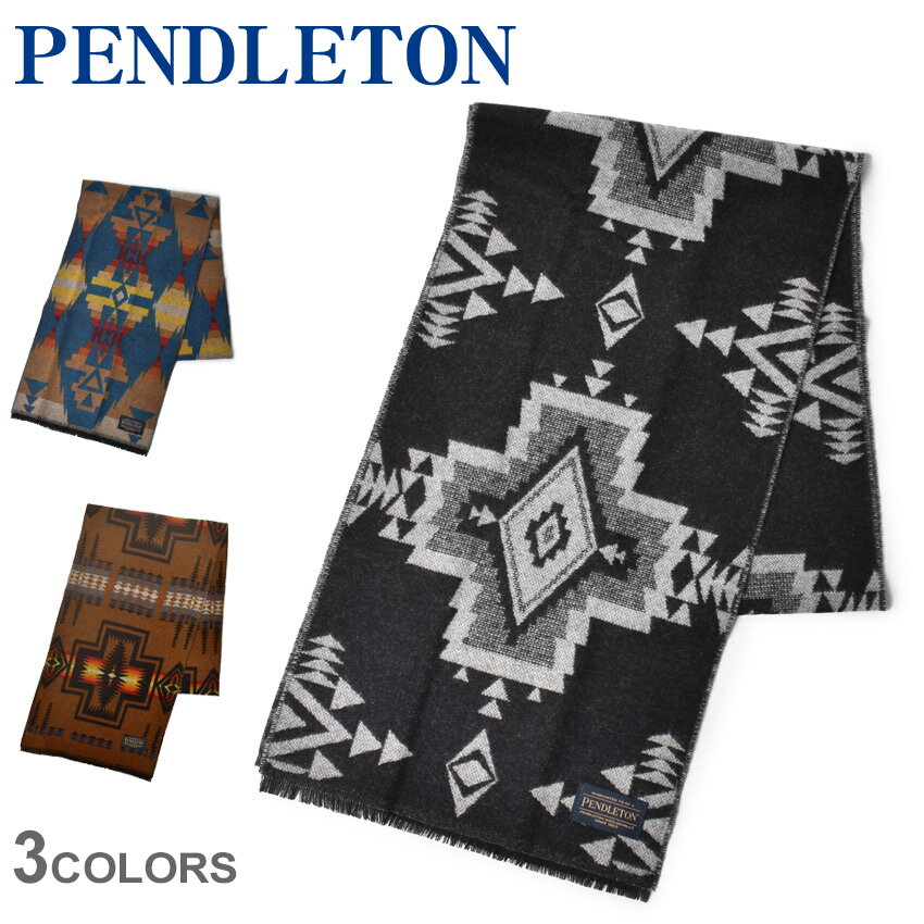 ▼クーポン利用で500円引き▼ペンドルトン マフラー ジャガード スカーフ PENDLETON JACQUARD SCARF GR640 ストール ブランド ブランケット 総柄 幾何学模様 おしゃれ ブランド 北欧 マルチカラー 防寒 ギフト プレゼント ブラック 黒