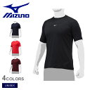 ミズノ アンダーシャツローネック半袖 アンダーシャツ ユニセックス レッド 赤 ネイビー 紺 ブラック 黒 MIZUNO 12JAAP30 野球 ベースボール ...