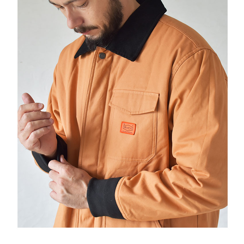 ルーカ チェーンメール プラス ジャケット ジャケット メンズ オレンジ グレー チャコール RVCA CHAINMAIL PLUS JACKET BC042774 トップス カジュアル ウエア 長袖 シンプル 運動 普段使い デイリー タウンユース サーフ スケート MMA