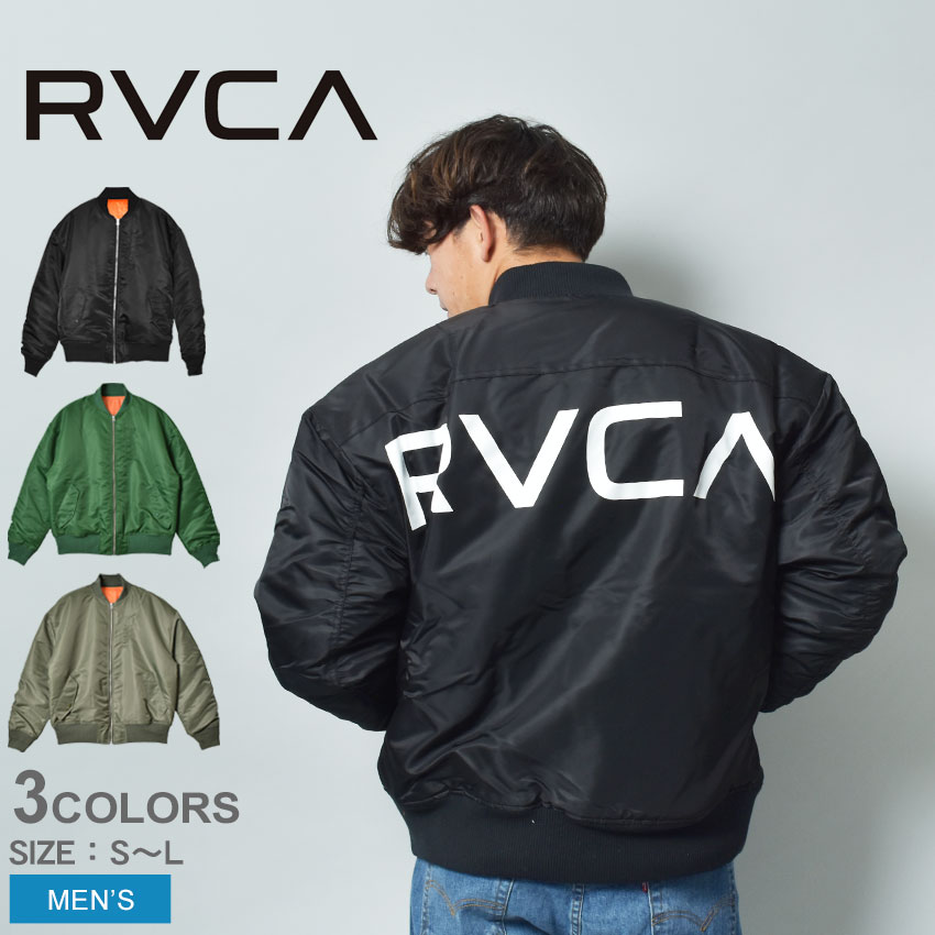 ルーカ ジャケット メンズ BACK RVCA MA-1 ジャケット RVCA BB042766 ウエア アウター 上着 羽織 防寒 ロゴ リバーシブル 2WAY ブランド ストリート 長袖 サーフ スケーター ブラック 黒