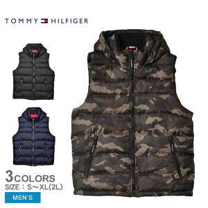 トミーヒルフィガー ダウンベスト メンズ キルト パファー ベスト TOMMY HILFIGER QUILTED PUFFER VEST 150AN614 ベスト メンズ アウター 中綿 羽織 上着 軽量 ブランド ロゴ シンプル カジュアル 無地 旅行 袖なし ノースリーブ フード