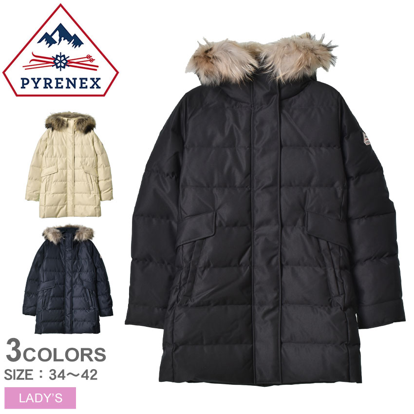 ピレネックス グルノーブル ファー ジャケット ダウンジャケット レディース ブラック 黒 ベージュ ネイビー 紺 PYRENEX GRENOBLE FUR JKT HWS020 アウター ジャケット ダウンコート タイト ブランド シンプル アウトドア カジュアル