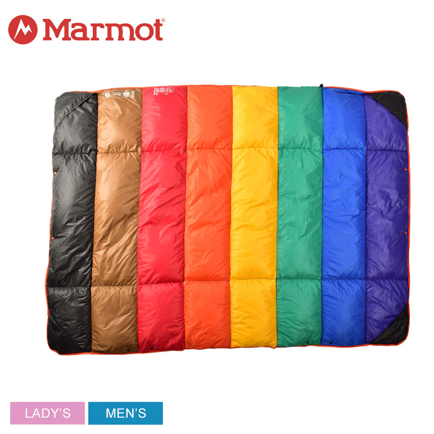 楽天Z-SPORTSマーモット ブランケット メンズ レディース レインボー キルト MARMOT RAINBOW QUILT M12988 アウトドア キャンプ スキー 登山 おしゃれ 防寒 ひざ掛け キルト ブランド グリーン ブルー パープル ブラック 黒