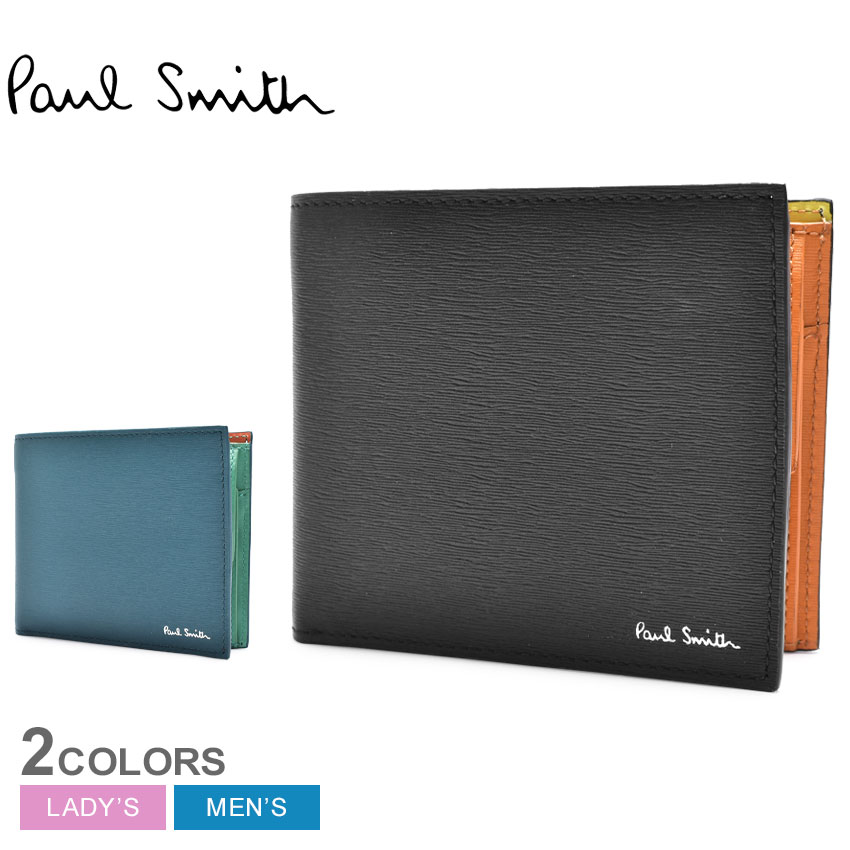 ポール・スミス 財布（メンズ） ポール スミス BILLFOLD AND COIN WALLET 財布 メンズ レディース ブラック 黒 ブルー 青 グリーン 緑 PAUL SMITH M1A-4833-KTSTRGS 本革 ブランド プレゼント 二つ折り 小銭入れ コインケース 贈り物 レザー シンプル ギフト カジュアル