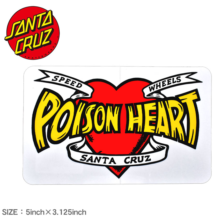 【ゆうパケット配送】サンタ クルーズ ステッカー SANTA CRUZ POISON HEART CLEAR MYLAR STICKER 5IN×3..