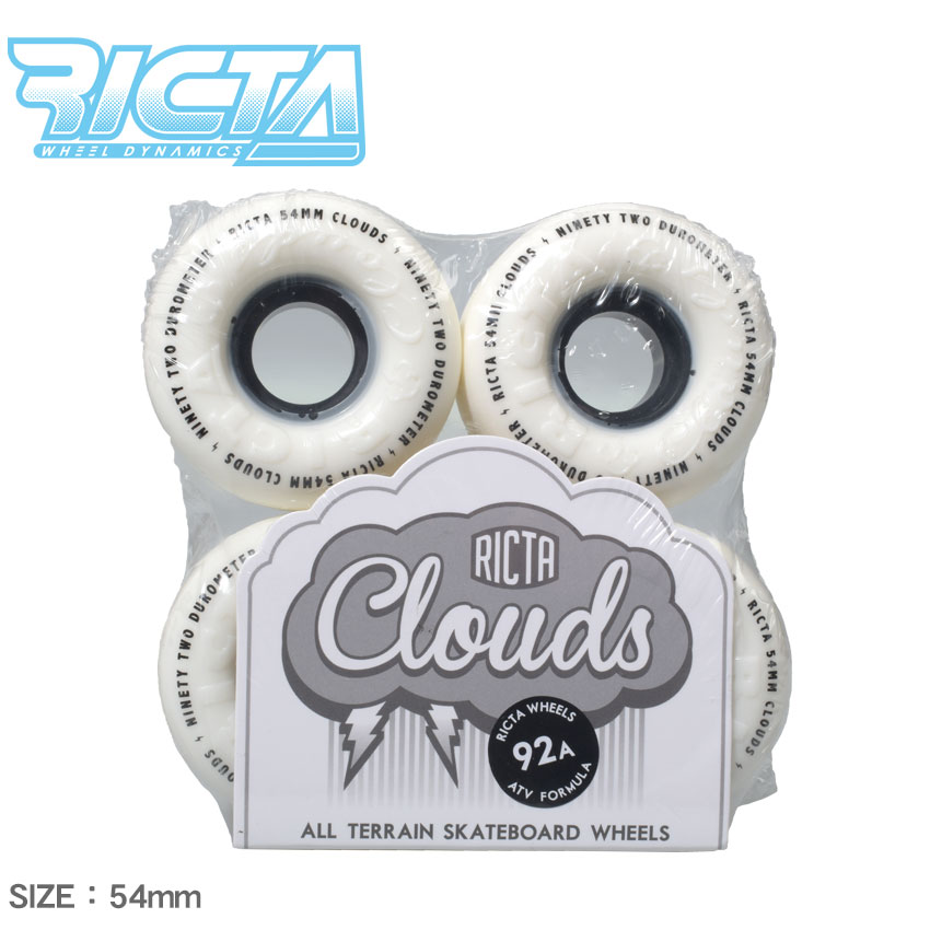 【店内全品P2倍★20日23:59迄】リクタ ウィール 54mm クラウドウィール ブラック 92A RICTA 54mm CLOUDS WHEELS BLACK 92A 22221939 ロゴ カスタム 付け替え スケートボード ボード スケボー スポーツ タイヤ ストリート 雑貨 おしゃれ ホワイト 白