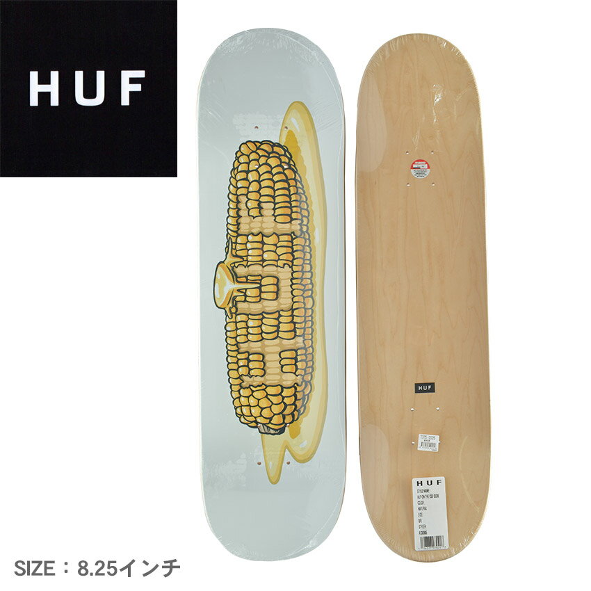 【店内全品P2倍★20日23:59迄】ハフ ON THE COB DECK スケートボード メンズ レディース ホワイト 白 ベージュ HUF AC00806 ストリート アウトドア スポーツ ボード スケート デッキ スケボー アートワーク 人気 カッコいい おしゃれ プリント イエロー 黄 マルチ