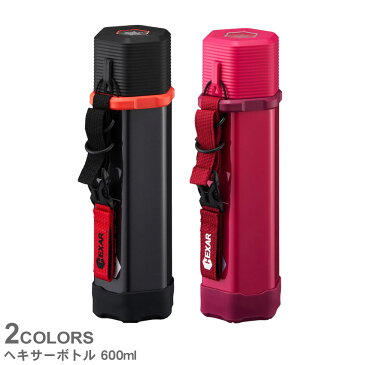 【クーポンでさらに50円引き】水筒 コップ付き 保温 保冷 ヘキサーボトル 600ml ドウシシャ ステンレスボトル ピクニック キャンプ ハイキング おでかけ アウトドア 登山 滑りにくい ベルト スポーツ おしゃれ 真空 六角形 黒 ピンク