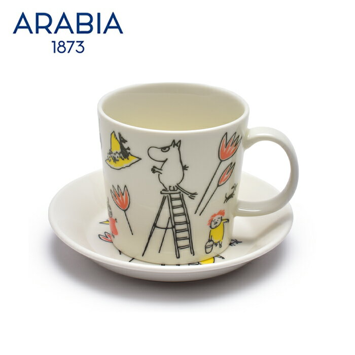 【ラッピング対象外】 アラビア ムーミン ABC マグ＆ソーサー セット 食器 ホワイト 白 マルチ マルチカラー ARABIA MOOMIN MUG＆SAUCER ABC SET 1064957 マグ カップ マグカップ コップ 皿 キッチン インテリア 食器洗い機 陶磁器 ギフト プレゼント おしゃれ 1