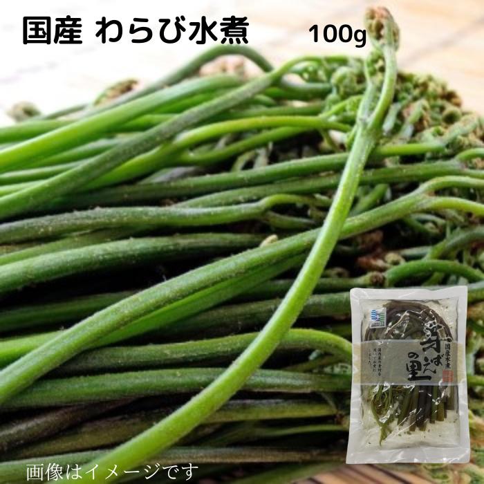 国内産 わらび水煮 100g 送料無料 国