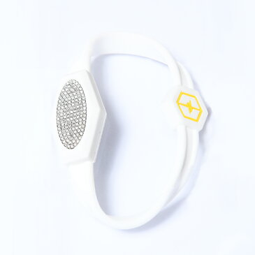 電磁波対策 芸能人・アスリート多数愛用[ZAAP/ザップ]PREMIUM_BRACELET プレミアムブレスレット-S WHITE×SWAROVSKI ホワイト×スワロフスキー