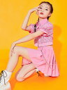 キッズ 子供用 ダンス衣装 ヒップホップ セットアップ ピンク 半袖 スパンコール トップス プリーツスカート ダンス 発表会 子供 女の子 ジャズ ダンス 衣...