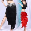 ベリーダンス スカート ロング丈 フリンジスカート ダンス レッスン着 練習着 おしゃれ ベリーダンス衣装 ダンス用スカート ラテンダン 社交ダンス ブラック ...