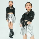 キッズ 子供用 ダンス 衣装 ヒップホップ セットアップ ブラック 黒 衣装 女児 女の子 子供服 キッズ トップス スカート レディース ジュニア キッズ お...