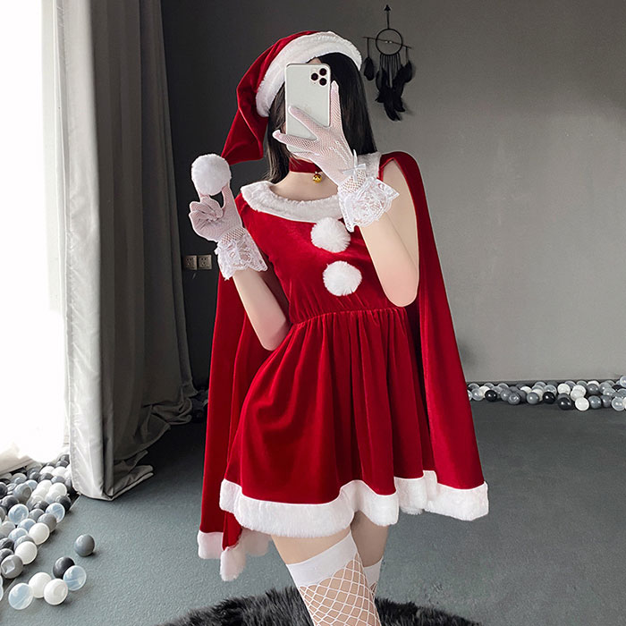 サンタコス レディース かわいい マント付き ミニワンピース サンタ 衣装 セクシー クリスマス セクシーコスプレ衣装 レディース サンタ コスチューム 女性 大人 サンタクロース サンタコスプレ サンタ帽子 赤 セクシーサンタ 可愛いサンタ