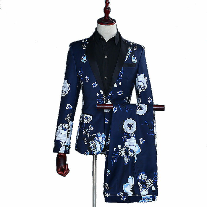 花総柄 スリムスーツ メンズ スーツ 紳士服 カジュアルスーツ ビジネススーツ メンズスーツ 花柄 スーツ パーティー 2次会 おしゃれスーツ 結婚式 カラオケ ステージ 衣装 ダンス衣装 発表会 卒業式 ハロウィン コスプレ