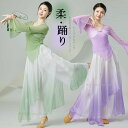 ダンス衣装 長袖 トップス ロング丈 シフォン ガウチョパンツ ワイド パンツ フレアスカート 美しい グラデーション ふんわり シフォン パンツ ダンス レッ...