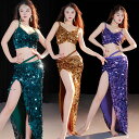 ベリーダンス 衣装 スパンコール キラキラ おしゃれ 発表会 衣装 セクシー ベリーダンス衣装 伸縮性生地 総スパンコール 星屑メッシュ マーメイド スカート ...