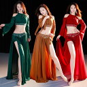 ベリーダンス衣装 セット衣装 華やか 星屑 スパンコール キラキラ おしゃれ ベリーダンス 衣装セット ロング丈 スカート スリット入り 肩出し トップス 可愛...