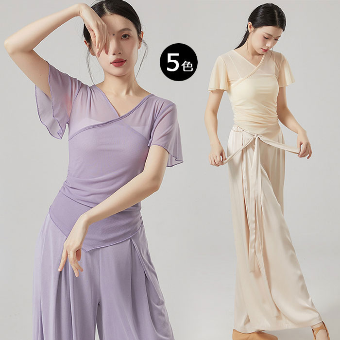 ダンス衣装 トップス メッシュ 肌隠し おしゃれ グ ダンストップス レディース 大人 ダンス 衣装 レッスン着 ストレッチ 動きやすい トップス 発表会 練習着 演出用 エレガント バレエ ダンスウェア