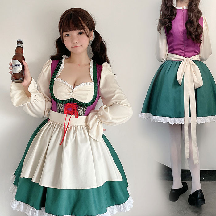 ハロウィン コスプレ メイド服 長袖 セクシー 仮装 衣装 ハロウィンコスプレ 衣装 レディース 大人 コスプレ衣装 ブルー メイド服 ハロウィン 仮装 可愛い ワンピース レース ゴスロリ ロリータ ワンピース エプロン 3点セット