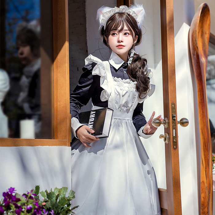 ハロウィン コスプレ メイド服 長袖 ロング丈 可愛い 仮装 衣装 ハロウィンコスプレ ブラック 黒 衣装 レディース 大人 コスプレ衣装 ブルー メイド服 大きいサイズ ハロウィン 仮装 可愛い ワンピース フリル レース ゴスロリ ロリータ ワンピース エプロン カチューシャ