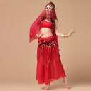 ハロウィン コスプレ ダンス衣装 ベリーダンス 5色展開!! コスチューム5点セット コスプレ衣装 トップス ボトムス ベール ヒップスカーフ 髪飾り 結婚式 ...