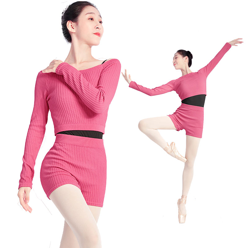 バレエ ジュニア 大人 ウォームアップ ニット セーター パンツ 2点セット バレエ ダンス ウォームアップ 長袖 バレエ ニット トップス ニット ショットパ...