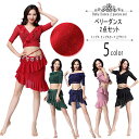 ベリーダンス衣装 トップス スカート 2点セット フリル ラメ入り ダンス衣装 ステージ衣装 舞台衣装 ダンス 発表会 レディース 仮装 余興 コスチューム