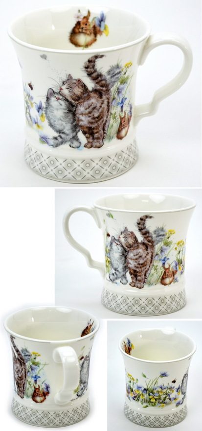 マグカップ 猫とウサギ柄 花柄 ギフトボックス付き 300ml洋食器 コーヒーカップ ティーカップ フラワー 陶器 磁気 コップ 猫雑貨 ねこ ネコ うさぎ雑貨 兎 花柄 パンジー 磁気コーヒーカップ ティーカップ かわいい おしゃれ ギフト包装無料の商品画像 2