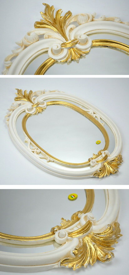 壁掛けミラー イタリア製 アイボリー ゴールド レリーフ 縦ウォールミラー おしゃれ アンティーク デコラティブ インテリア 輸入雑貨 鏡 壁掛 クラシックスタイル クラシカル アンティーク風 ヨーロッパ ロココ調 エレガント ギフト包装無料 pas [2]