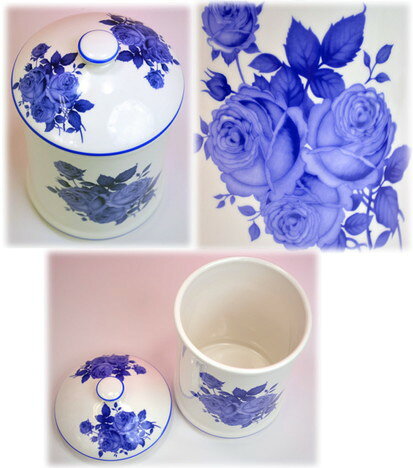 陶器 トイレポット ブルーローズ (サニタリーポット コーナーポット 薔薇 ばら バ...