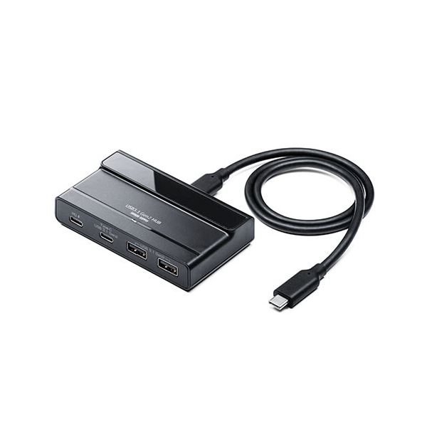 サンワダイレクト USBType-Cハブ (ブラック・USB3.1 Gen2・USB PD対応・4ポート・バス/セルフパワー対応) 400-HUB075BK1個[21]