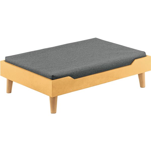 ペットベッド 約幅60×奥行40×高さ15cm ナチュラル 天然木 脚付き カバーリング式 手洗い可 クッション付 ペット用品 組立品[21]のサムネイル