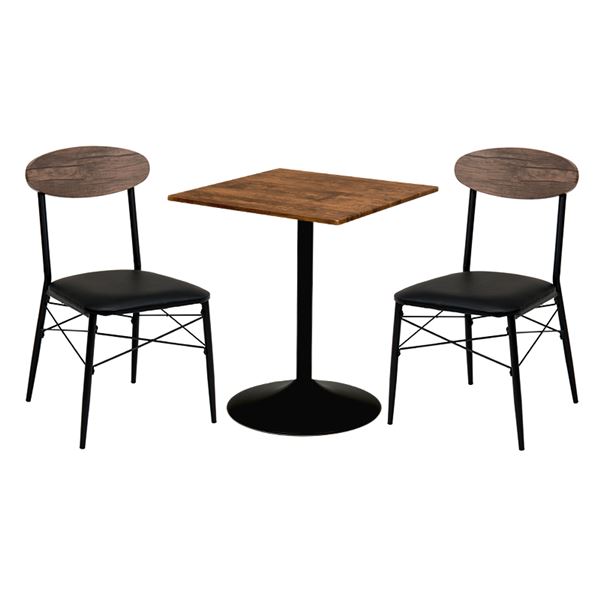 テーブル ＆ チェア 3点セット 約幅60cm 角型 ブラウン ダイニングテーブル×1 ダイニングチェア×2 組立品 リビング【代引不可】[21]