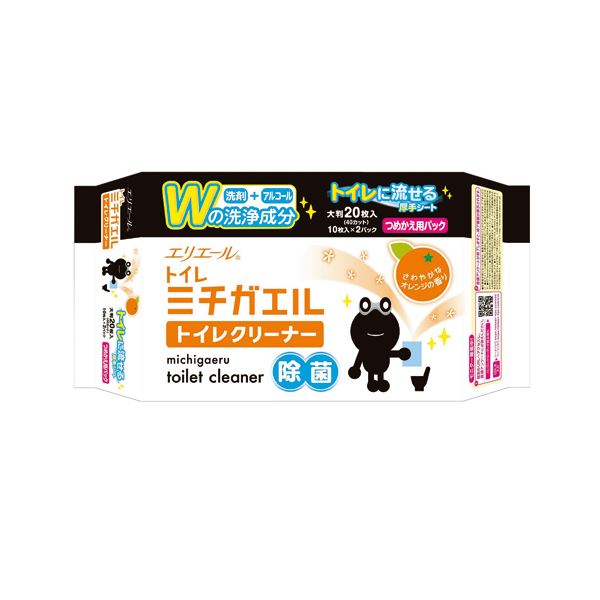 （まとめ） 大王製紙エリエール ミチガエルトイレクリーナー つめかえ用 1セット（20枚：10枚×2パック） 【×5セット】[21]
