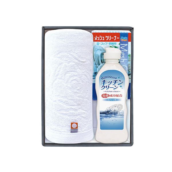 【5セット】 今治産タオル&キッチン洗剤セット フェイスタオル、キッチンクリーン、メッシュクリーナー SMM15X5[21]