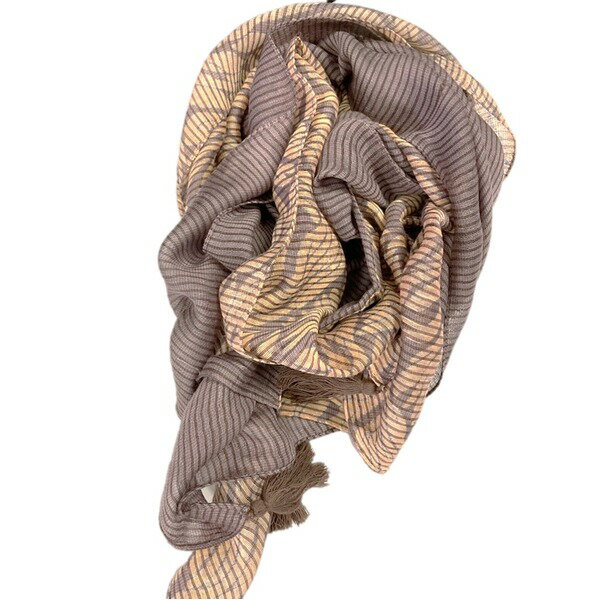 メンズ レディース シルク混 大判幾何学ストール ボルドー系[21]