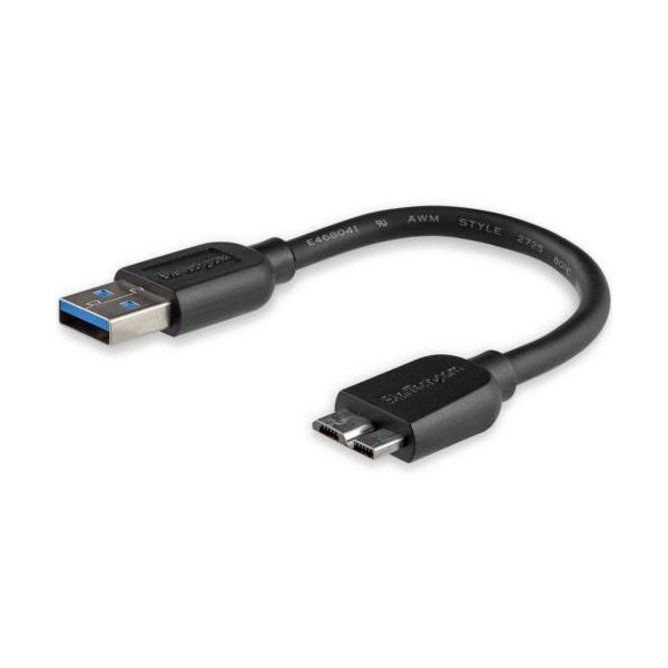 StarTech.com Micro USB3.0 スリムケーブル 15cm Type A（オス）-Micro B（オス） ブラックUSB3AUB15CMS 1本[21]