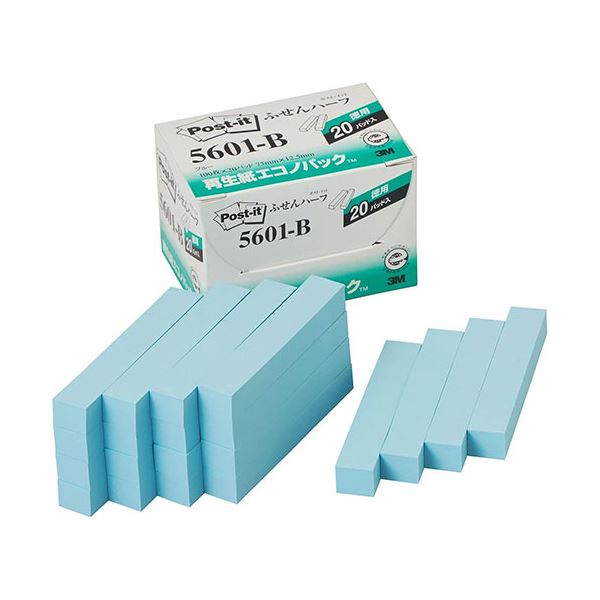3M Post-it ポストイット 再生紙エコノパック ふせんハーフ 3M-5601-B ブルー[21]