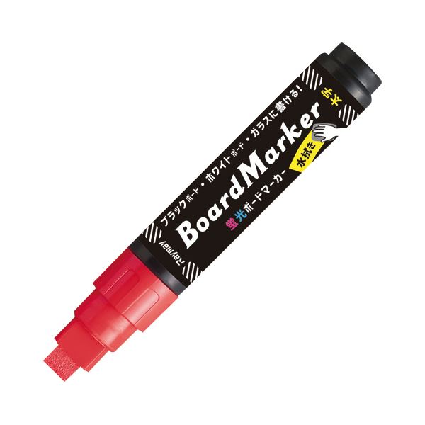 （まとめ）レイメイ藤井 蛍光ボードマーカー 太字レッド LBM1047R 1本【×10セット】[21]