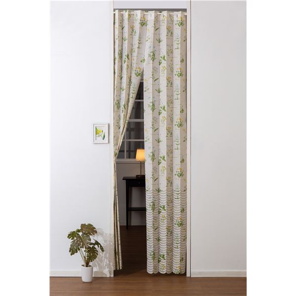 パタパタ カーテン 約 幅100 cm×丈250cm グリーン グリーンハーブ 洗える フリーカット 省エネ 断熱 日..