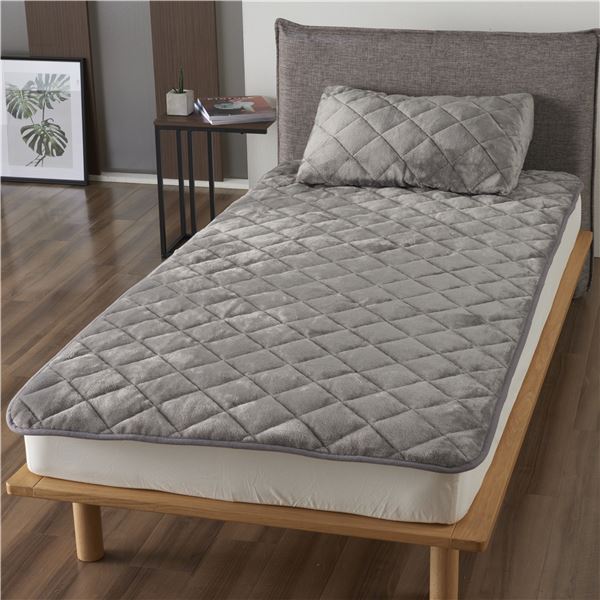 5層構造アルミシート あったか敷きパッド 約100×205cm グレー【代引不可】[21]