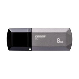 （まとめ）アドテック USB2.0キャップ式フラッシュメモリ 8GB ミッドナイトシルバー AD-UKTMS8G-U2R 1個【×10セット】[21]