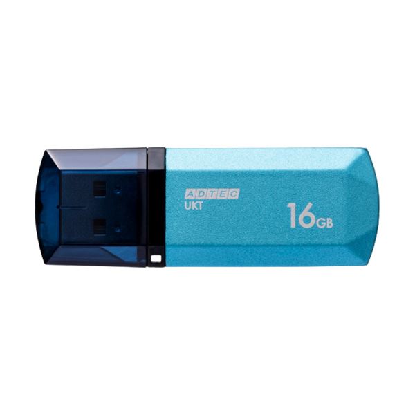 （まとめ）アドテック USB2.0キャップ式フラッシュメモリ 16GB シャイニングブルー AD-UKTSL16G-U2R 1個【×10セット】[21]