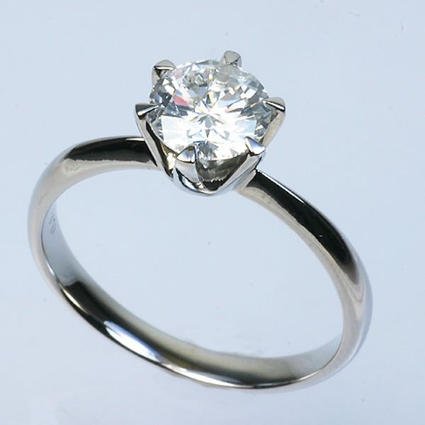 プラチナPt900 1.0ct一粒ダイヤリング 指輪 (鑑別書付き） 13号[21]