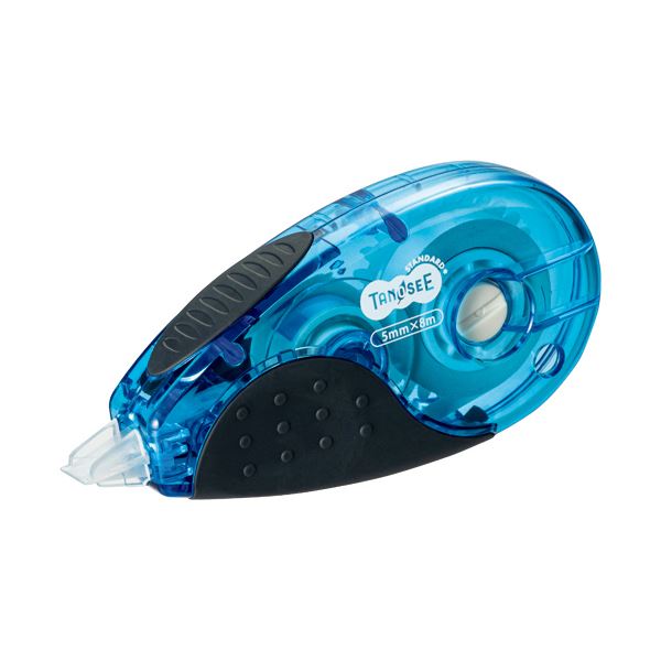 （まとめ） TANOSEE 修正テープタテ引き（使い切り） 5mm幅×8m ブルー 1セット（10個） 【×3セット】[21]