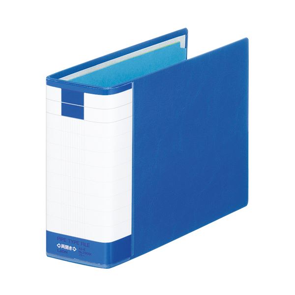 （まとめ） ライオン事務器パイプ式ファイル（環境） 両開き A5ヨコ 500枚収容 50mmとじ 背幅71mm ブルー No.756RK 1冊 【×2セット】[21]