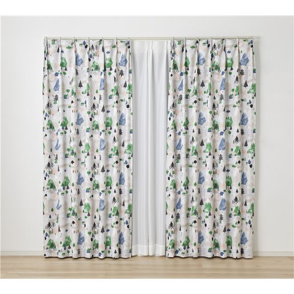 遮光 カーテン 約幅100×丈178cm ユキヤマ グリーン 1枚入 3級遮光 タッセル付 形状記憶加工 日本製 デザインライフ【代引不可】[21]